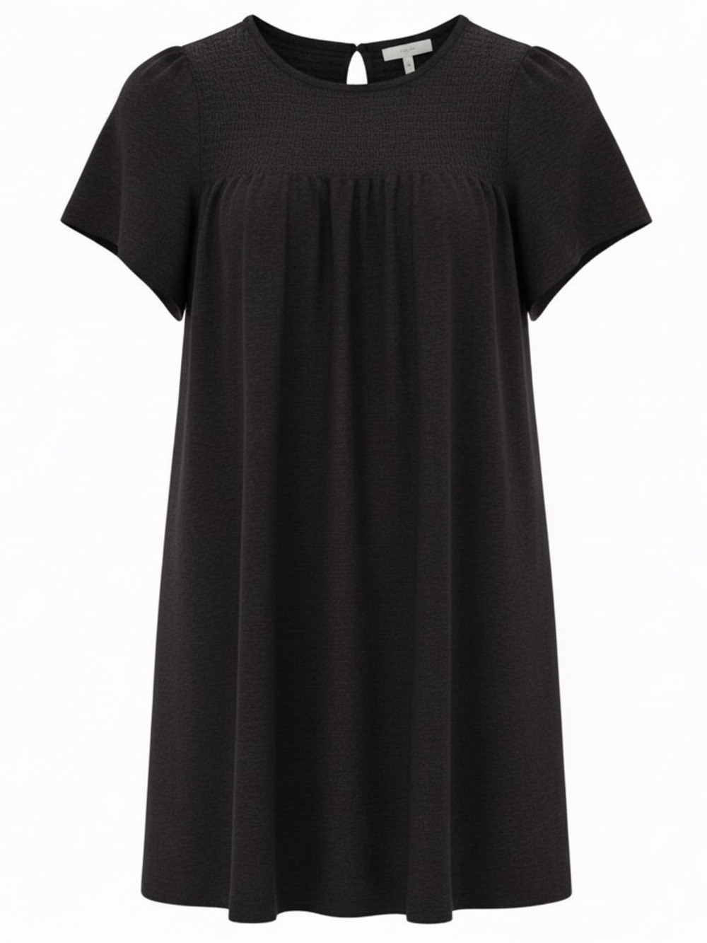 LOFT Charcoal Grey Smocked Yoke Babydoll Mini Dress - XS